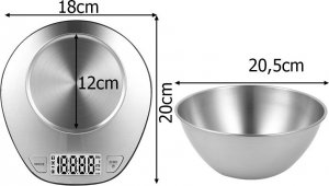 Waga kuchenna Verk Elektroniczna waga kuchenna z misą 5kg/1g cyfrowa precyzjna metalowa Elektroniczna waga kuchenna z misą 5kg/1g cyfrowa precyzjna metalowa 5