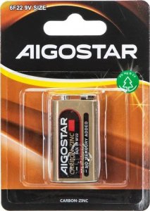 Aigostar  Bateria cynkowo-węglowa 6F22 9V 1 szt. Bateria cynkowo-węglowa 6F22 9V 1 szt. 1