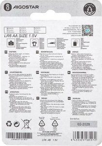 Aigostar  Baterie alkaliczne R6, AA, duże paluszki Aigostar LR06 1.5V 4 szt. Baterie alkaliczne R6, AA, duże paluszki Aigostar LR06 1.5V 4 szt. 5