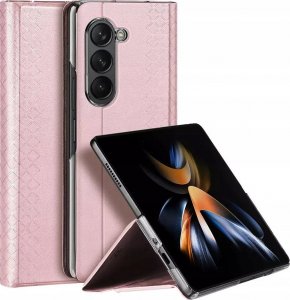 Dux Ducis Skórzane etui z klapką i portfelem do Samsung Galaxy Z Fold5 5G Dux Ducis Bril - różowe 1