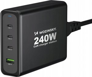 Ładowarka Wozinsky Ładowarka sieciowa GaN Wozinsky WGCSB 240W USB-A / 3 x USB-C - czarna 1