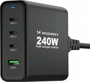 Ładowarka Wozinsky Ładowarka sieciowa GaN Wozinsky WGCSB 240W USB-A / 3 x USB-C - czarna 3