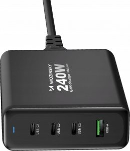 Ładowarka Wozinsky Ładowarka sieciowa GaN Wozinsky WGCSB 240W USB-A / 3 x USB-C - czarna 4