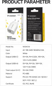 Ładowarka Wozinsky Ładowarka sieciowa Wozinsky WGWCW USB-A USB-C 20W - biała 6