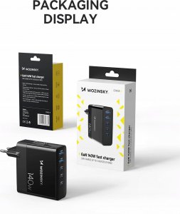 Ładowarka Wozinsky Ładowarka sieciowa GaN Wozinsky CGWCB 140W 3 x USB-C / 2 x USB-A - czarna 4