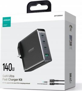 Ładowarka Joyroom Ładowarka GaN UK Joyroom JR-TCG05UK 140W 3x USB-C USB-A + kabel USB-C / USB-C 240W 1.2m 5