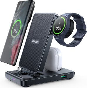 Ładowarka Joyroom Stacja ładująca 4w1 Joyroom JR-WQS01 Samsung Galaxy USB-C składana + kabel USB-A - USB-C - czarna 1