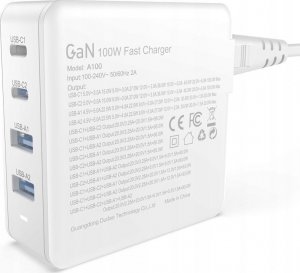 Ładowarka Dudao Szybka ładowarka sieciowa GaN 100W 2 x USB-C / 2 x USB Dudao A100EU - biała 8