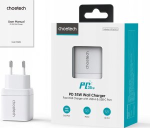 Ładowarka Choetech Ładowarka sieciowa Choetech PD6052 USB-C USB-A PD 35W GaN z wyświetlaczem - biała 3