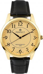Zegarek Perfect Zegarek męski kwarcowy złoty klasyczny skórzany pasek C426 NoSize 1