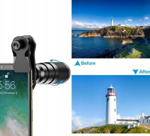 Apexel Zestaw 12w1 Obiektyw 22x Tele / Fisheye / Makro 15x / Wide 0.63x / Filtr Cpl Na Telefon Smartfon Apexel / Apl-22xdg9 7