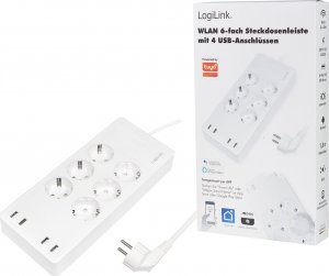 LogiLink LogiLink 6 gniazd Wi-Fi smart 1.8m biała 2