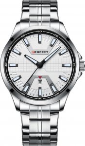 Zegarek Perfect Srebrny zegarek męski bransoleta duży solidny Perfect M112D NoSize 1