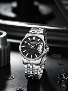 Zegarek Perfect Srebrny zegarek męski bransoleta duży solidny Perfect M144 NoSize 2