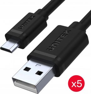 Kabel USB Unitek USB-A - microUSB 0.3 m Czarny (Y-C4007BK) 1