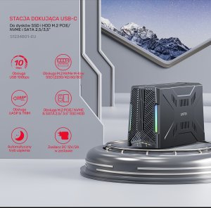 Stacja dokująca Unitek Unitek Stacja dokująca, 1x dysk M.2 NVMe, 1x dysk SATA, USB-C 10 Gbps 11