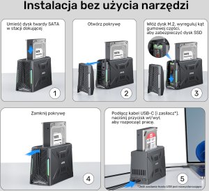 Stacja dokująca Unitek Unitek Stacja dokująca, 1x dysk M.2 NVMe, 1x dysk SATA, USB-C 10 Gbps 8