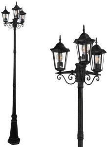 Polux Stojąca LAMPA masztowa LIGURIA 313423 metalowa OPRAWA klasyczna do ogrodu zewnętrzna outdoor IP43 czarna 2