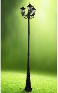 Polux Stojąca LAMPA masztowa LIGURIA 313423 metalowa OPRAWA klasyczna do ogrodu zewnętrzna outdoor IP43 czarna 4
