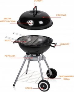 Toya LUND GRILL WĘGLOWY OKRĄGŁY Z POKRYWĄ 41cm 10