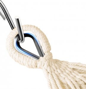 Heckermann Hamak sznurkowo-drewniany z drążkiem Heckermann 300kg 260x150cm Beżowy 5