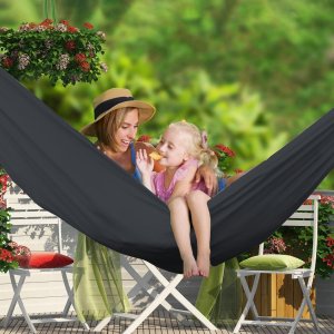 Heckermann Hamak sznurkowo-drewniany z drążkiem Heckermann 300kg 260x150cm Grafitowy 11