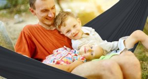 Heckermann Hamak sznurkowo-drewniany z drążkiem Heckermann 300kg 260x150cm Grafitowy 14