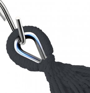 Heckermann Hamak sznurkowo-drewniany z drążkiem Heckermann 300kg 260x150cm Grafitowy 5