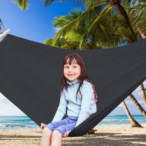 Heckermann Hamak sznurkowo-drewniany z drążkiem Heckermann 300kg 260x150cm Grafitowy 10