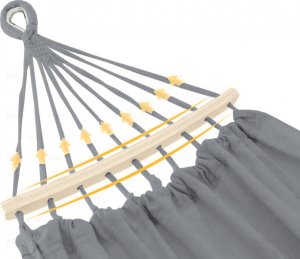 Heckermann Hamak sznurkowo-drewniany z drążkiem Heckermann 300kg 260x150cm Szary 7