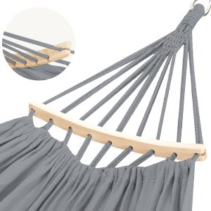 Heckermann Hamak sznurkowo-drewniany z drążkiem Heckermann 300kg 260x150cm Szary 8