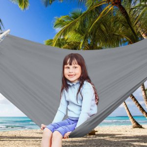 Heckermann Hamak sznurkowo-drewniany z drążkiem Heckermann 300kg 260x150cm Szary 10