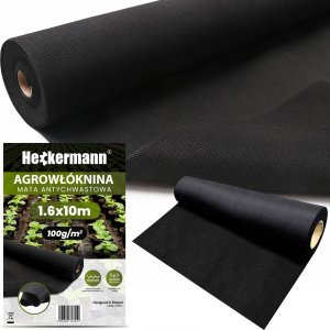 Heckermann Agrowłóknina antychwastowa mata Heckermann - 1,6 x 10 m - 100g/m2 Czarna 1