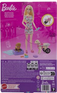 Lalka Barbie Mattel i piesek na wózku Zestaw (HTK37) 6