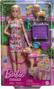 Lalka Barbie Mattel i piesek na wózku Zestaw (HTK37) 7