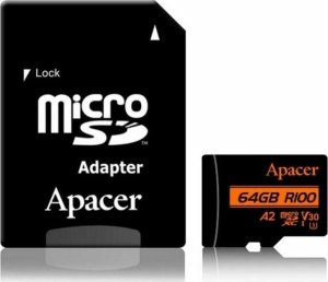 Karta Apacer R100 MicroSDXC 64 GB Class 10 UHS-I/U3 V30 (AP64GMCSX10U8-R) 1