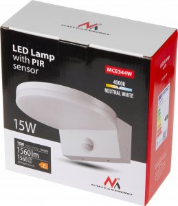 Maclean Lampa LED z czujnikiem MCE344 W, czujnik ruchu PIR, kolor biały, 15W, IP65, 1560lm, barwa neutralna biała (4000K) 3