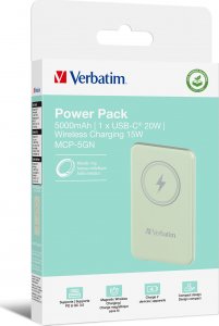 Powerbank Verbatim Powerbank Verbatim Charge 'n' Go Magnetic Wireless 5000mAh USB-C PD 3.0 Green 5