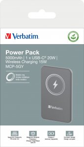 Powerbank Verbatim Powerbank Verbatim Charge 'n' Go Magnetic Wireless 5000mAh USB-C PD 3.0 Grey 4