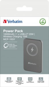 Powerbank Verbatim Powerbank Verbatim Charge 'n' Go Magnetic Wireless 10000mAh USB-C PD 3.0 Grey 4