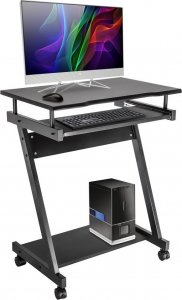 Biurko Techly Biurko komputerowe Techly mobilne 590x370 z szufladą czarne 12