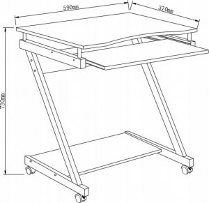 Biurko Techly Biurko komputerowe Techly mobilne 590x370 z szufladą czarne 6