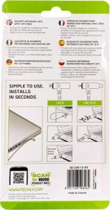 Techly Linka zabezpieczająca do laptopa Techly Wedge-Lock na Klucz 1,8m 11