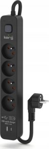 Listwa zasilająca Kerg przeciwprzepięciowa 4 gniazda 1.5 m czarna (M02522) 2