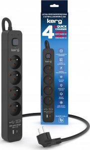 Listwa zasilająca Kerg przeciwprzepięciowa 4 gniazda 1.5 m czarna (M02522) 3