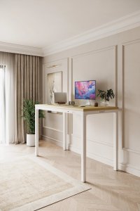 Biurko SENSE7 Blat MDF MANMA Jasnobrązowe 160 cm x 80 cm 3