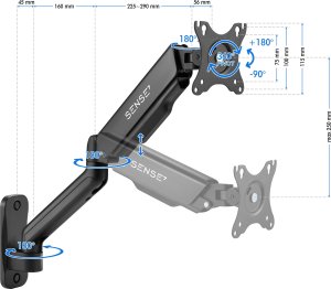 SENSE7 Uchwyt ścienny na monitor 17"-32" HANG WALL ARM 8