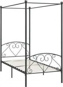 Elior Szare metalowe łóżko z baldachimem 100x200 cm - Elox 1