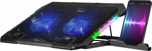 Podstawka chłodząca Defender Podstawka chłodząca Defender NS-502 laptop notebook 15.6-17.3" 2xUSB 2 fans podświetlenie RGB + uchwyt smartfon 1