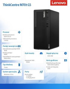 Komputer Lenovo ThinkCentre M90t, Core i5-14400, 16 GB, Intel UHD Graphics 730, 512 GB M.2 PCIe Windows 11 Pro 7